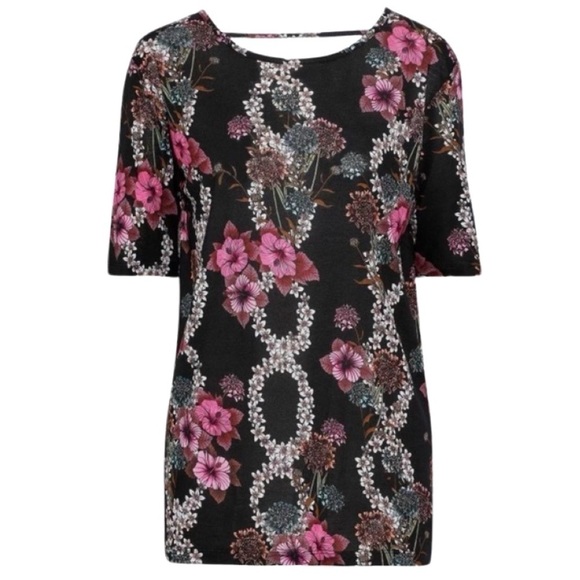 SANDRO Paris Cut Out Floral Jersey Blouse Size L - Picture 2 of 10
